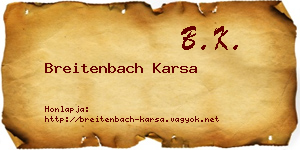 Breitenbach Karsa névjegykártya